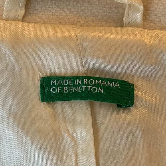 United Colors of Benetton Cream Wool Blend Trench Style Coat 38(2) - Picture 13 of 16